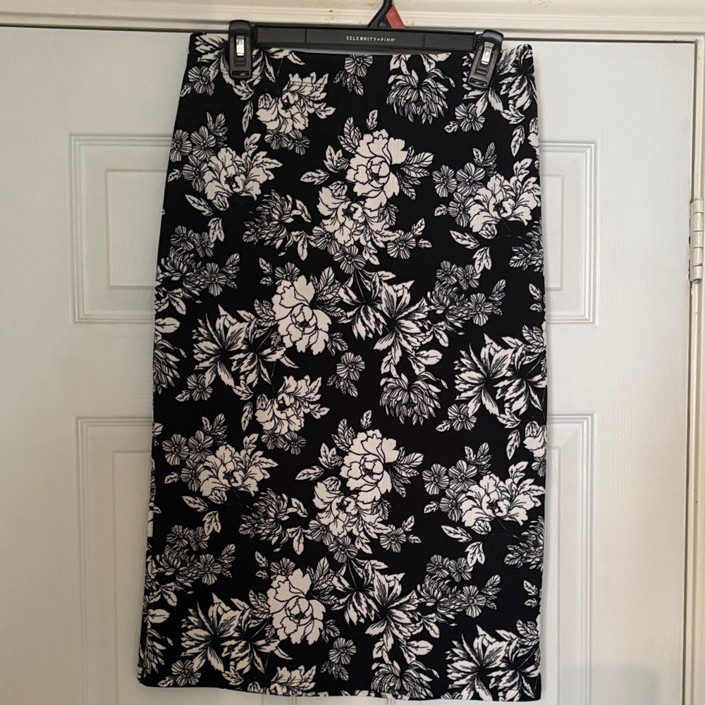 Slinky Brand 2 pack Black and White Floral Pencil Skirt and 1 black one
